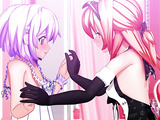 Two manga futanari lesbians enjoying oral and anal sex