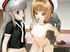 Two manga teens in uniform sucking a dick and riding it in turn