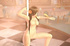 Cool pole dance from hot brunette buxom with hair flower