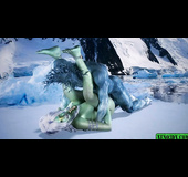 Ice creature fucking green-skinned nymph